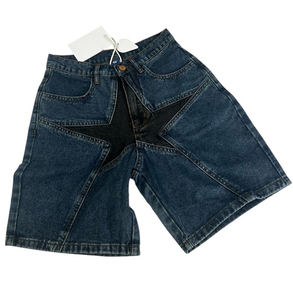 NWT Aelfric Eden Black Star Blue  Denim Jeans Jorts Shorts Streetwear Size 26/2 - Picture 6 of 16